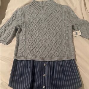 Gray and Blue Women’s Sweater Top